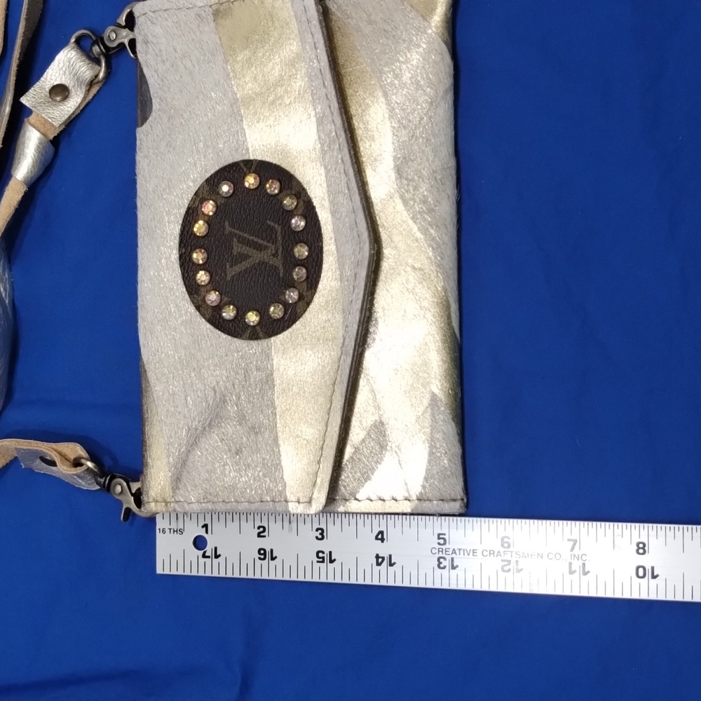 Keep it Gypsy metallic cowhide purse with Louis Vuitton detail on front - Picture 14 of 15